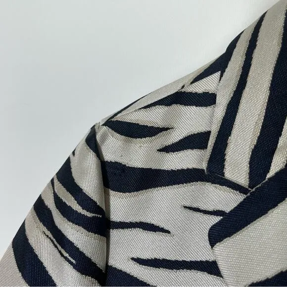 ANN TAYLOR Zebra Coat Navy and Cream Size Small