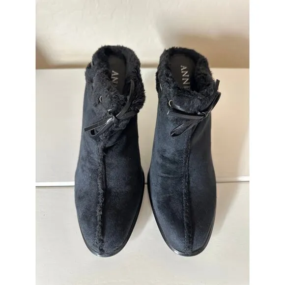 Anne Klein Vintage Suede Fur Lined Heeled Dress Mules Slip On Booties Hollis 7.5