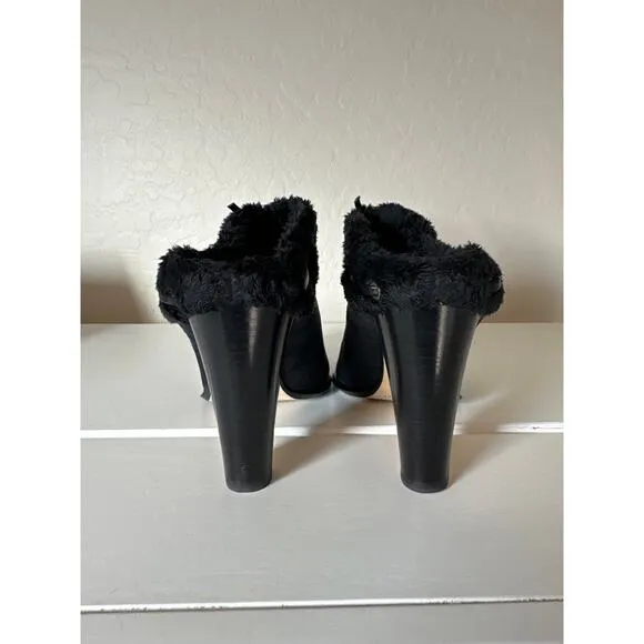 Anne Klein Vintage Suede Fur Lined Heeled Dress Mules Slip On Booties Hollis 7.5