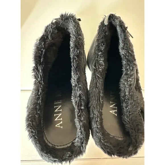 Anne Klein Vintage Suede Fur Lined Heeled Dress Mules Slip On Booties Hollis 7.5