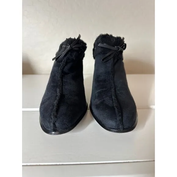 Anne Klein Vintage Suede Fur Lined Heeled Dress Mules Slip On Booties Hollis 7.5