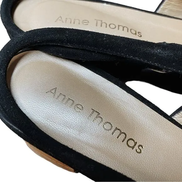 Anne Thomas Black Suede Williamsburg Slingback Mules - 37 / US 6.5