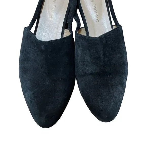 Anne Thomas Black Suede Williamsburg Slingback Mules - 37 / US 6.5