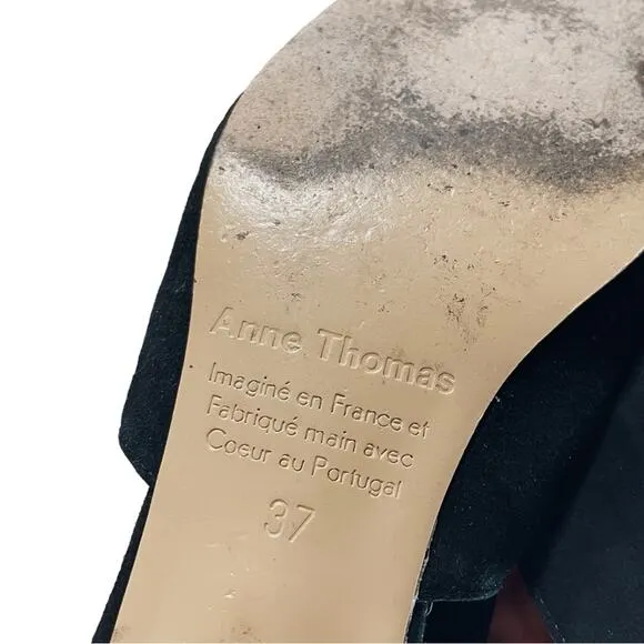 Anne Thomas Black Suede Williamsburg Slingback Mules - 37 / US 6.5