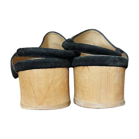 Anne Thomas Black Suede Williamsburg Slingback Mules - 37 / US 6.5