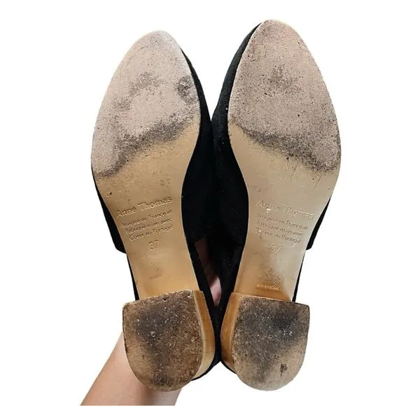 Anne Thomas Black Suede Williamsburg Slingback Mules - 37 / US 6.5