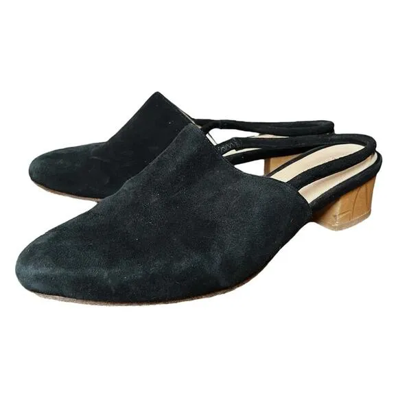 Anne Thomas Black Suede Williamsburg Slingback Mules - 37 / US 6.5