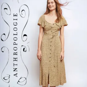 ANTHROPOLOGIE &quot;Bolano&quot; Cheetah Print Midi Dress