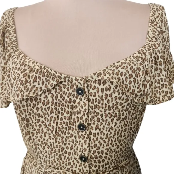 ANTHROPOLOGIE &quot;Bolano&quot; Cheetah Print Midi Dress