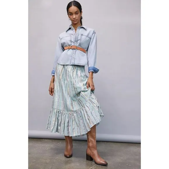 Anthropologie Audriana Shimmer Maxi Skirt