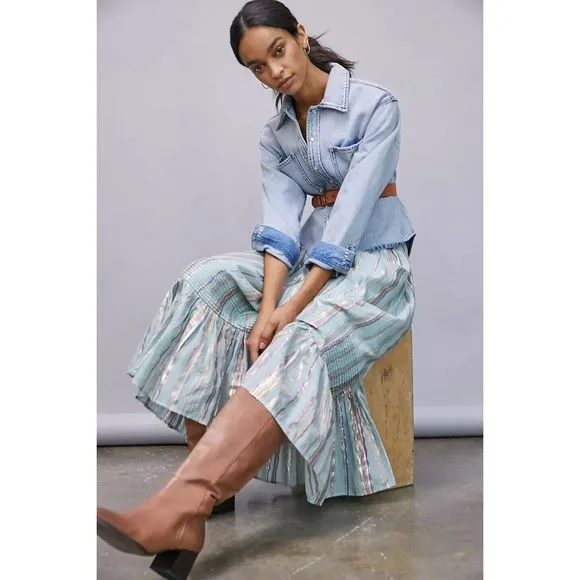 Anthropologie Audriana Shimmer Maxi Skirt