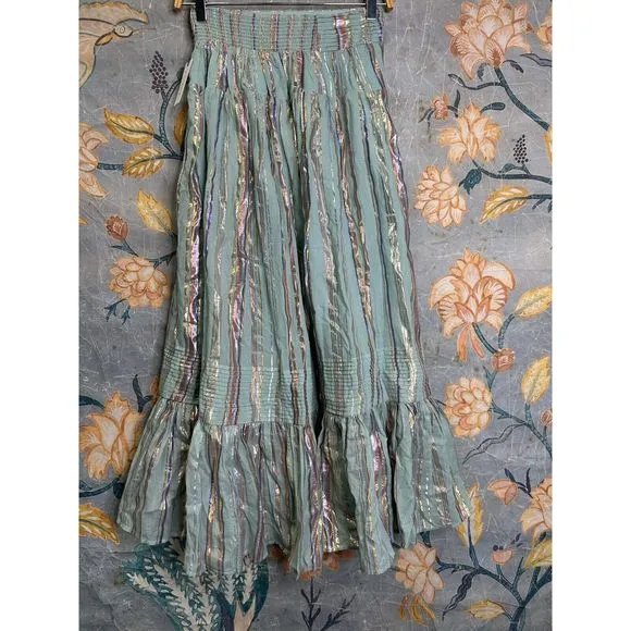 Anthropologie Audriana Shimmer Maxi Skirt