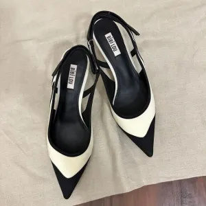 ANTHROPOLOGIE BIBI LOU Ardo Heels White Black Slingback