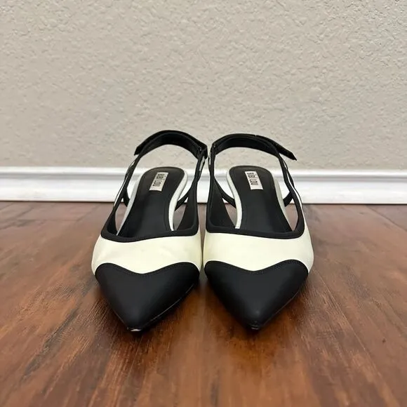 ANTHROPOLOGIE BIBI LOU Ardo Heels White Black Slingback