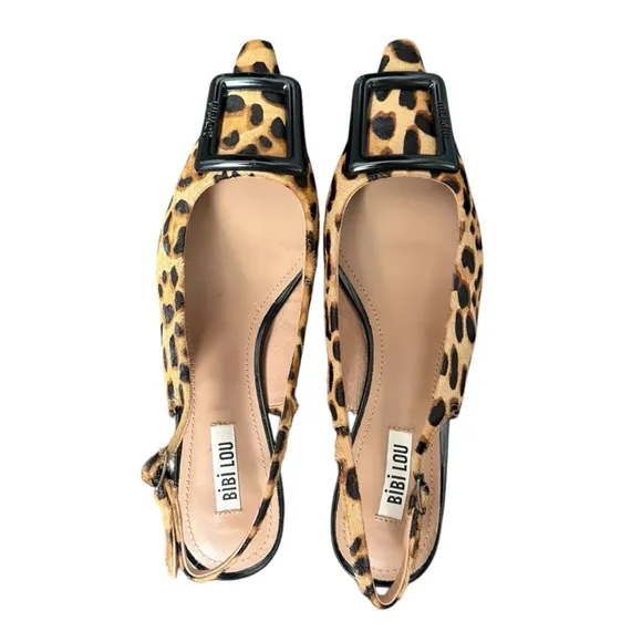 Anthropologie Bibi Lou Robin Kitten Heels Brown Pattern Leopard Size 10