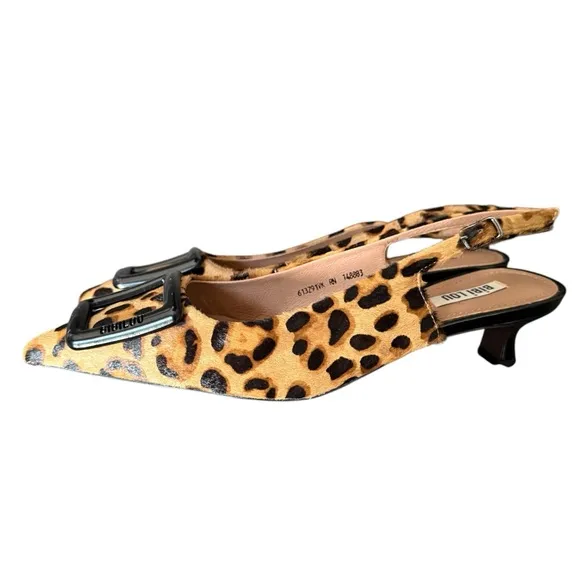 Anthropologie Bibi Lou Robin Kitten Heels Brown Pattern Leopard Size 10