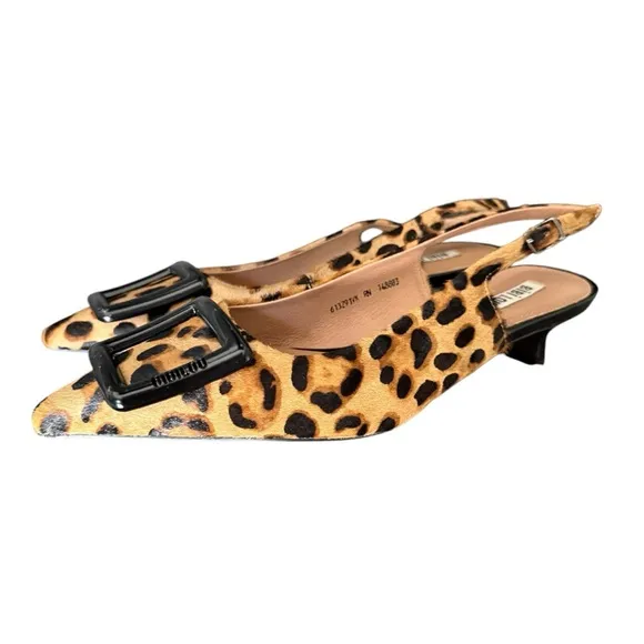 Anthropologie Bibi Lou Robin Kitten Heels Brown Pattern Leopard Size 10