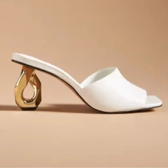 Anthropologie chain heel leather sandal mules size 40 or 9.5