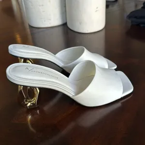 Anthropologie chain heel leather sandal mules size 40 or 9.5