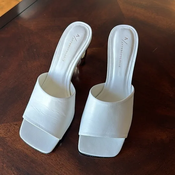 Anthropologie chain heel leather sandal mules size 40 or 9.5