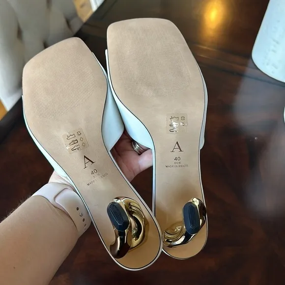 Anthropologie chain heel leather sandal mules size 40 or 9.5