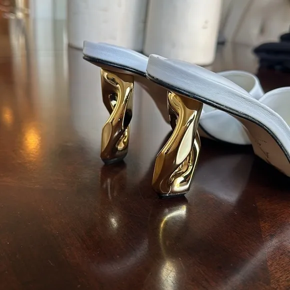 Anthropologie chain heel leather sandal mules size 40 or 9.5