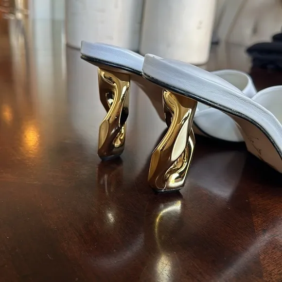 Anthropologie chain heel leather sandal mules size 40 or 9.5