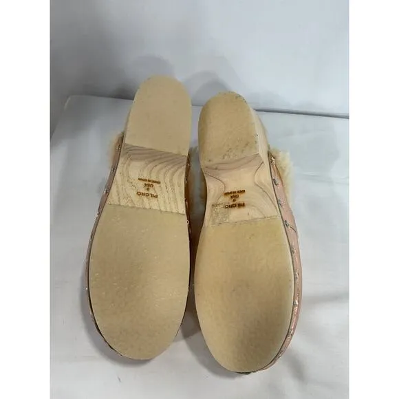 Anthropologie 'Cozy' Gold Leather Braided Clogs Size 9