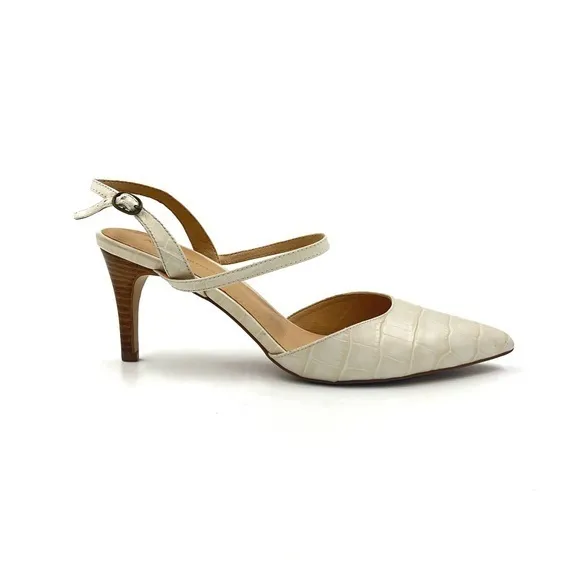 Anthropologie Cream Lucille Slingback Heels Size 10