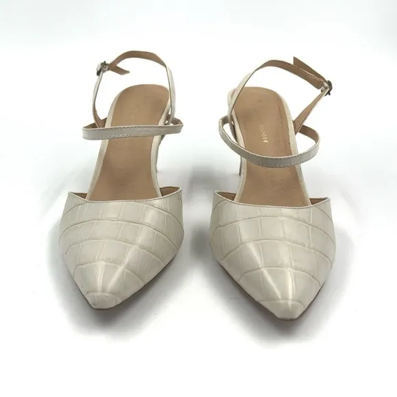 Anthropologie Cream Lucille Slingback Heels Size 10