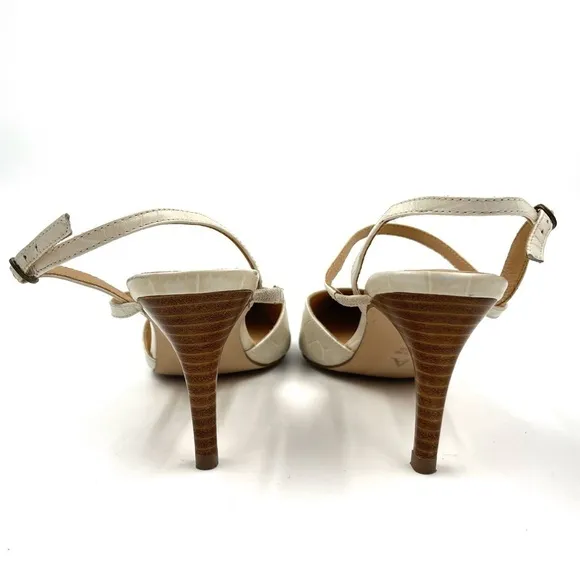 Anthropologie Cream Lucille Slingback Heels Size 10