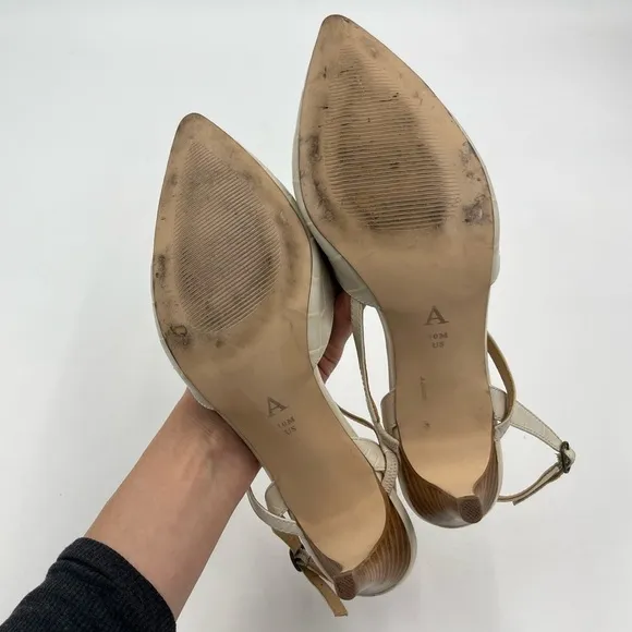 Anthropologie Cream Lucille Slingback Heels Size 10