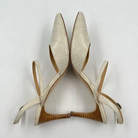 Anthropologie Cream Lucille Slingback Heels Size 10