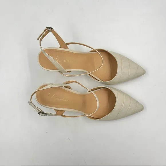 Anthropologie Cream Lucille Slingback Heels Size 10