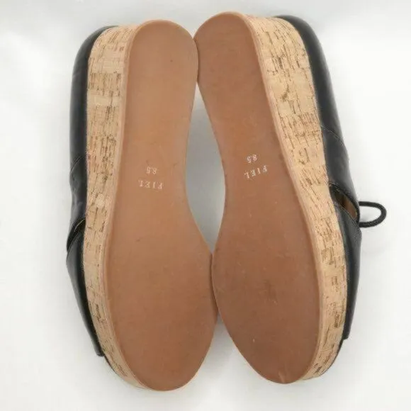 Anthropologie Fiel Women's 8.5 Black Leather Lace Up Platform Open Toe Oxfords