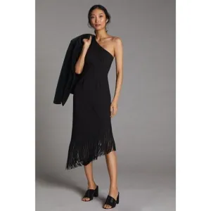 Anthropologie Hutch One Shoulder Fringe Midi Dress Size Small NWT