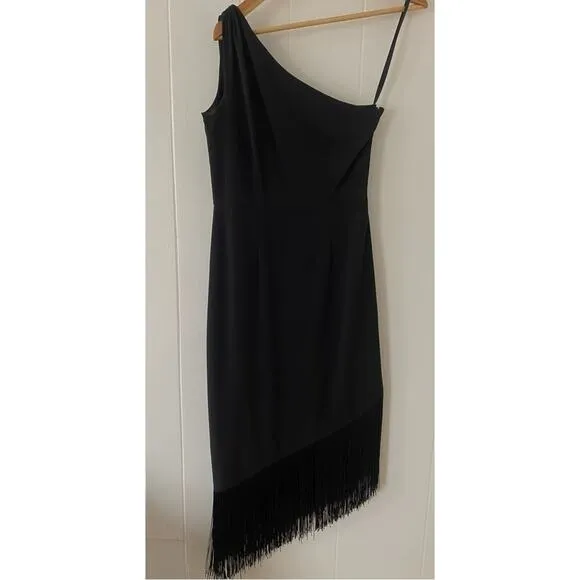 Anthropologie Hutch One Shoulder Fringe Midi Dress Size Small NWT