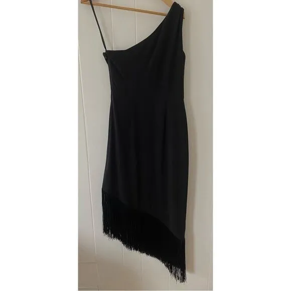 Anthropologie Hutch One Shoulder Fringe Midi Dress Size Small NWT