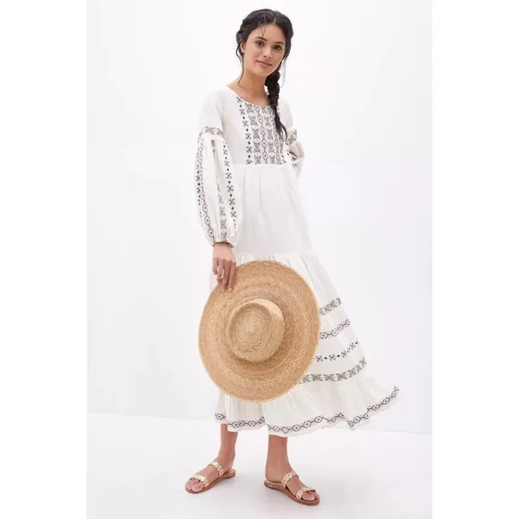 Anthropologie Lucienne Embroidered Maxi Dress
