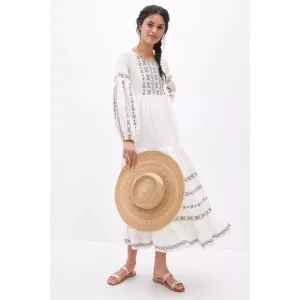 Anthropologie Lucienne Embroidered Maxi Dress