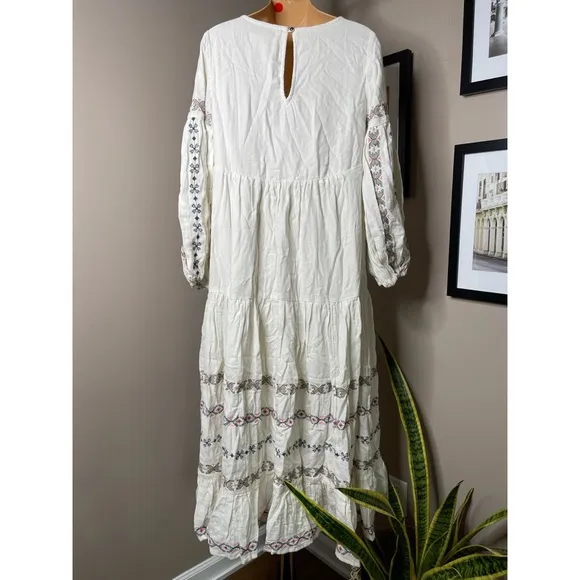 Anthropologie Lucienne Embroidered Maxi Dress