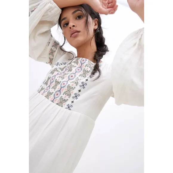 Anthropologie Lucienne Embroidered Maxi Dress