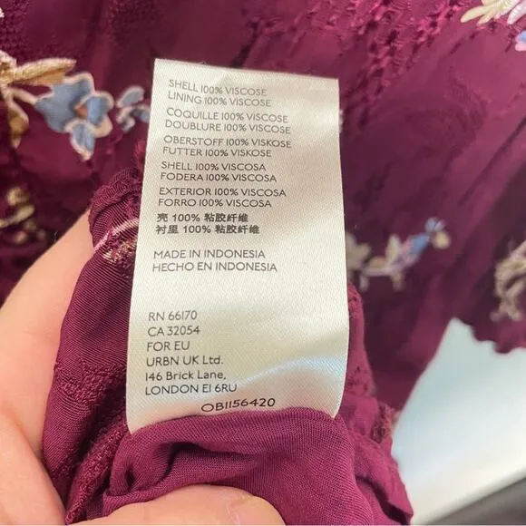 ANTHROPOLOGIE Maeve Elisabeth Floral Dress Maroon Lace {J24}