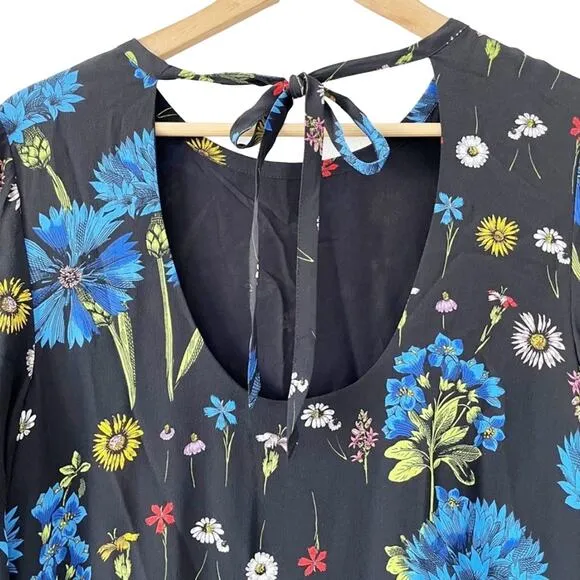 Anthropologie Maeve Wildflowers Print 100% Silk Tunic Dress Flutter Sleeve Small