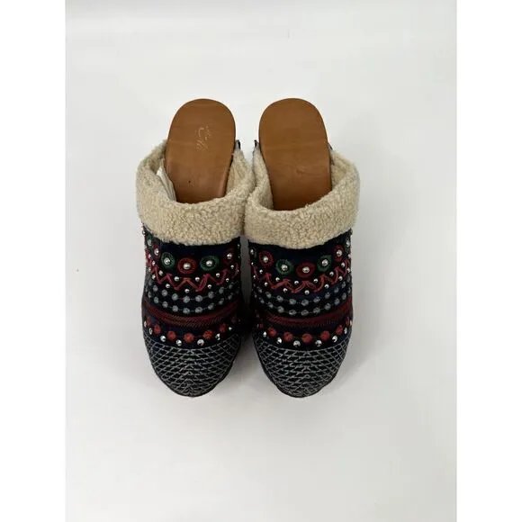 ANTHROPOLOGIE Miss Albright TERRESTRIAL Clogs Mules Suede Heel (US 8.5) 39