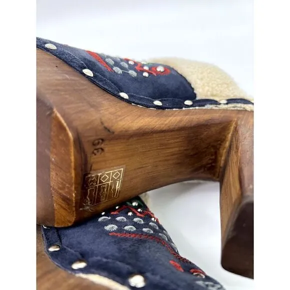 ANTHROPOLOGIE Miss Albright TERRESTRIAL Clogs Mules Suede Heel (US 8.5) 39
