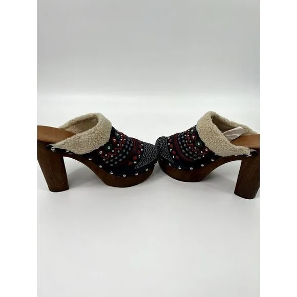 ANTHROPOLOGIE Miss Albright TERRESTRIAL Clogs Mules Suede Heel (US 8.5) 39