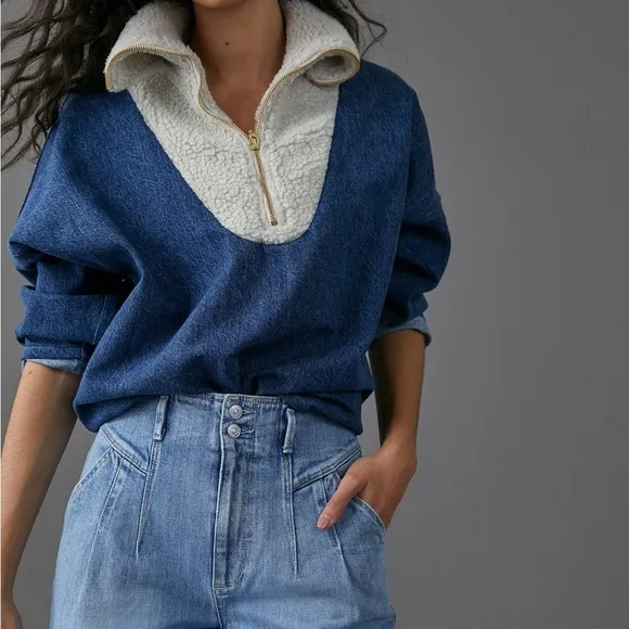 Anthropologie Paige Sarah straight ankle Ultra High Rise Pleated Jeans 27 4 blue