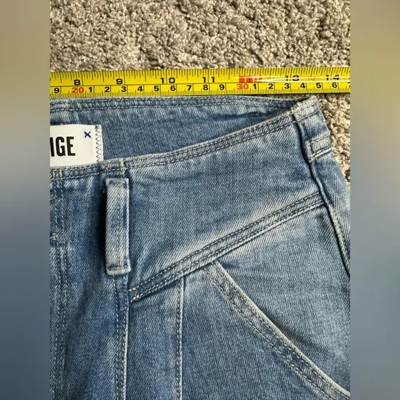 Anthropologie Paige Sarah straight ankle Ultra High Rise Pleated Jeans 27 4 blue
