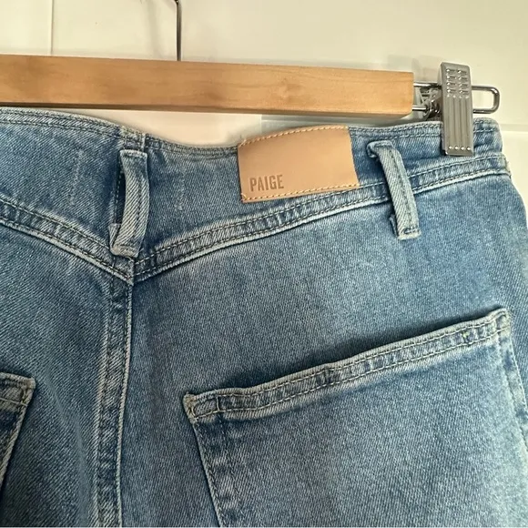 Anthropologie Paige Sarah straight ankle Ultra High Rise Pleated Jeans 27 4 blue